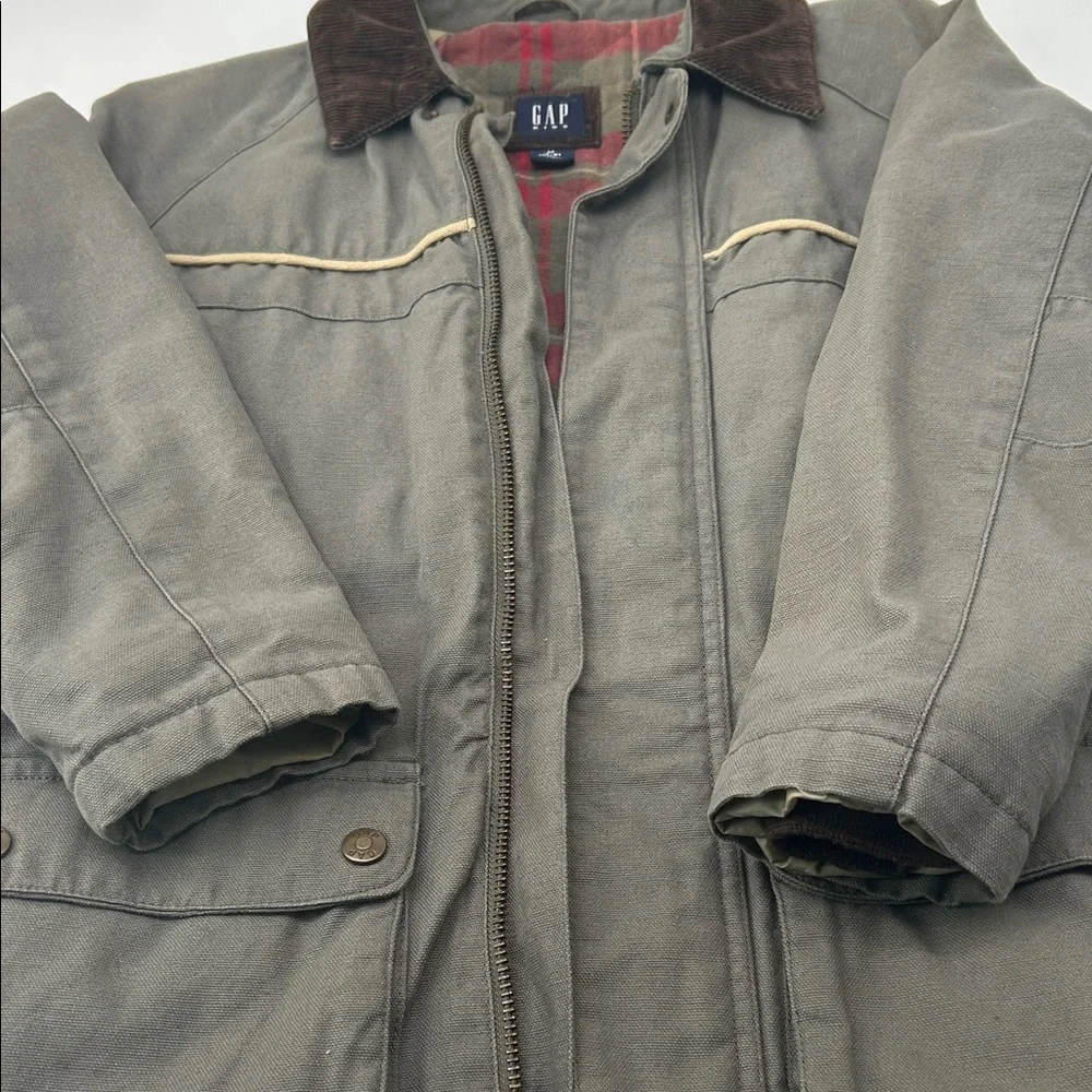 GAP Kids Gray Military Jacket with Brown Collar